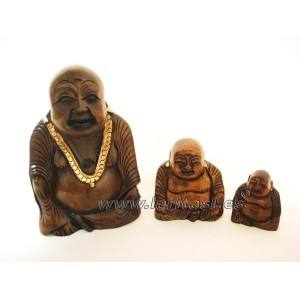 Budha sentado sonriendo madera 2" (5cm)