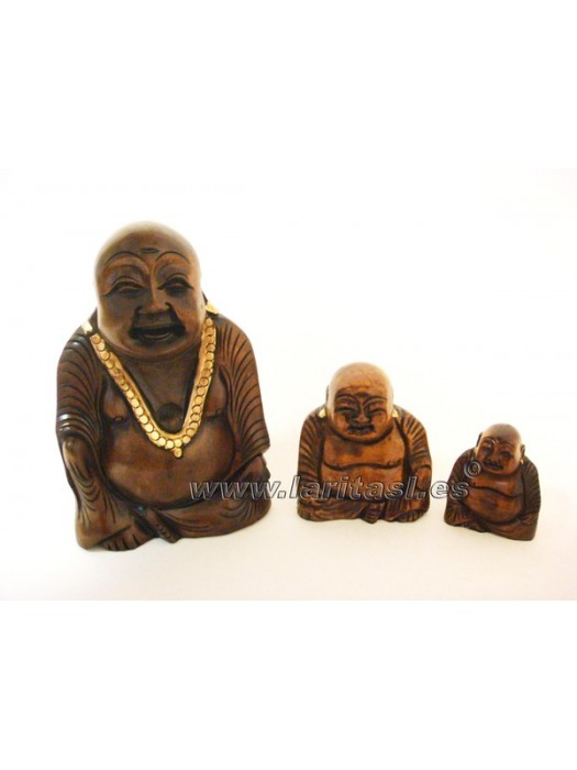 Budha sentado sonriendo madera 2" (5cm)