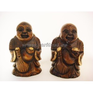 Budha de pie sonriendo madera 15cm