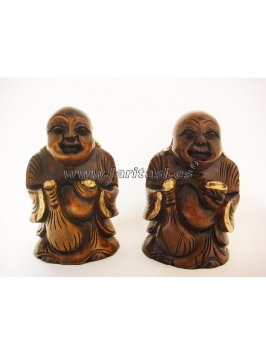 Budha de pie sonriendo madera 15cm