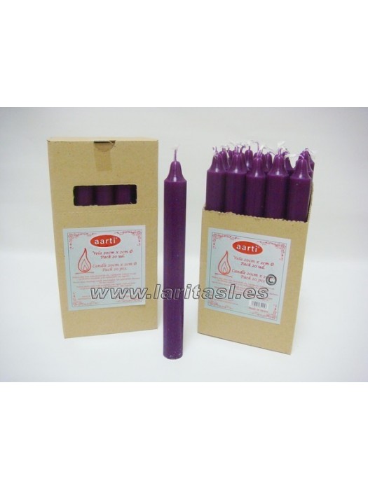 Vela Color Morado 19cnx2cm +/- 8h