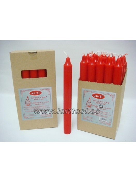 Vela Color Rojo 19cmx2cm +/- 8h